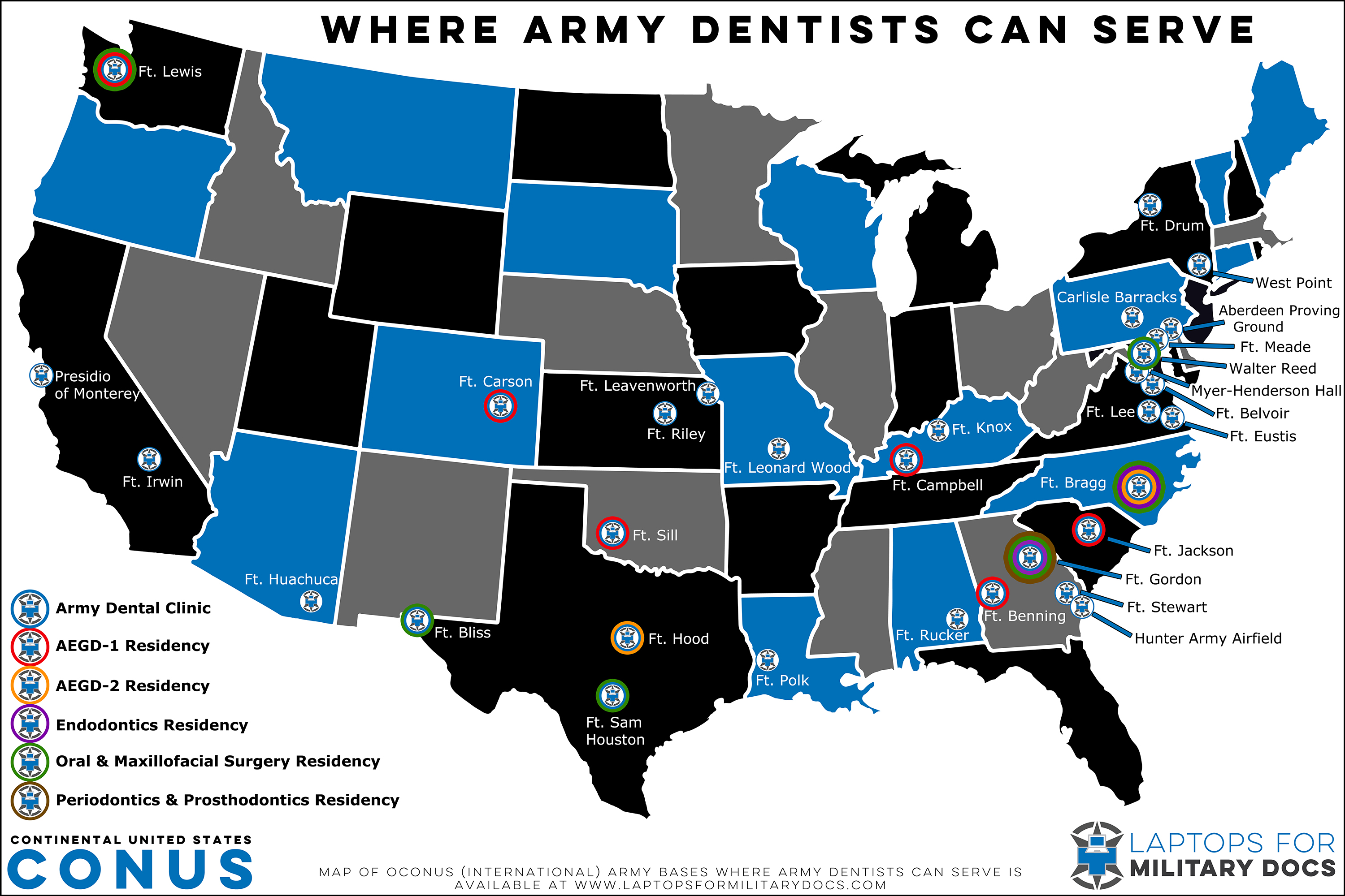 Army Military Bases Map